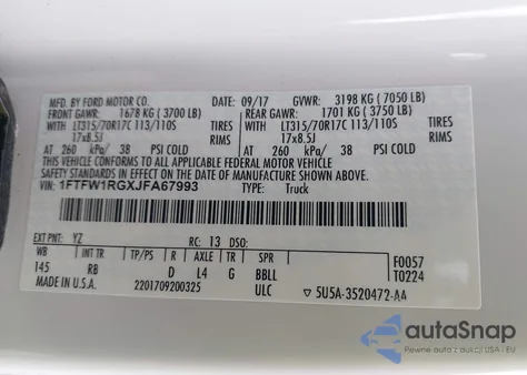 2018 Ford F-150 Raptor из США, поврежденный, VIN 1FTFW1RGXJFA67993